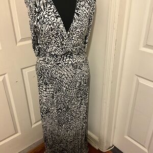 Lily Bloom Black and White Abstract Maxi Dress